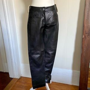 Rare Black Leather Pants | Snake Skin Detail | Straight Leg | Italian | size 4